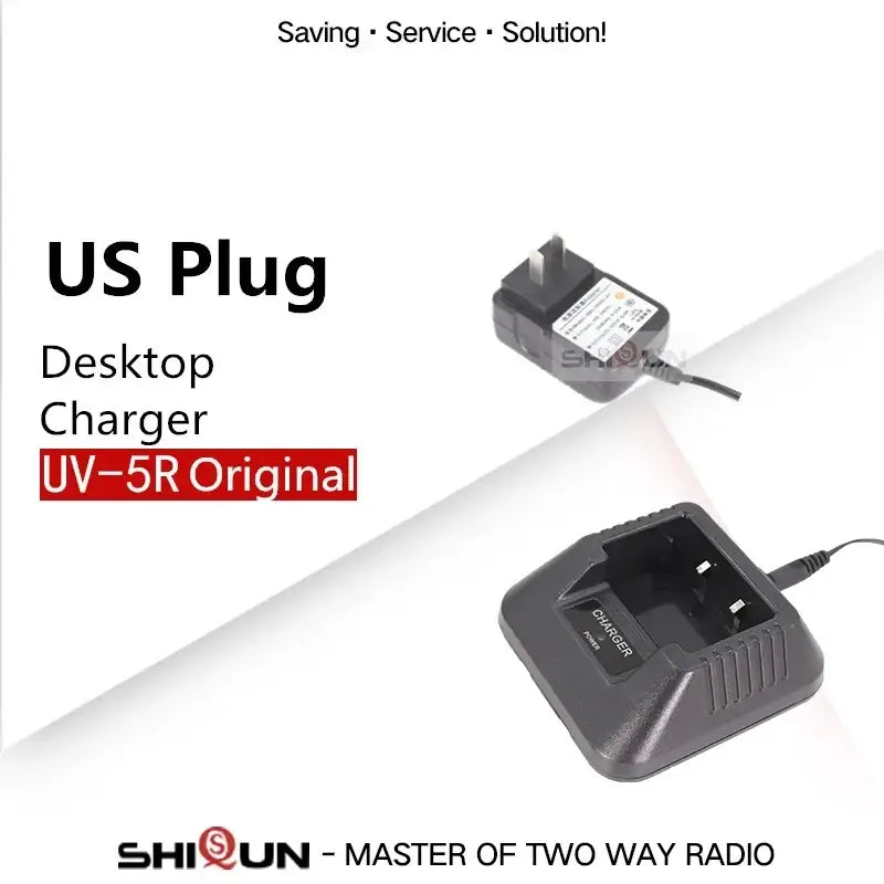 Black plastic uv-5r desktop charger with us plug adapter for Baofeng walkie talkie charger hot model designation