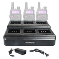 Black baofeng uv-5r walkie talkie charger bl-5x6 six way triple channel with power adapter and three charging slots