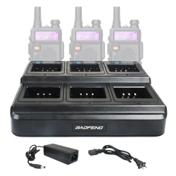 Black baofeng uv-5r walkie talkie charger bl-5x6 six way triple channel with power adapter and three charging slots
