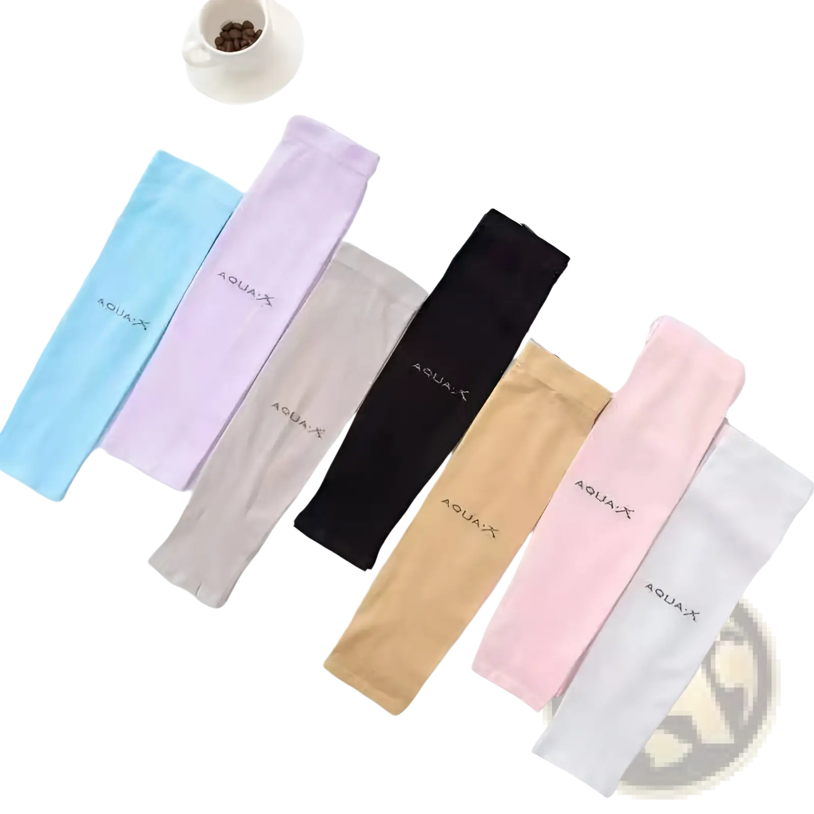 Uv protection cooling arm sleeves by Aquax in soft pastel and solid colors made of smooth fabric for driving