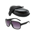 Uv400 outdoor sports sunglasses for men and women with black matte frame and gradient purple aviator lenses