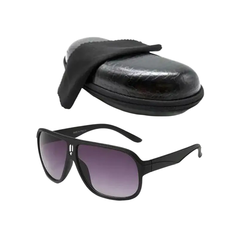 Uv400 outdoor sports sunglasses for men and women with black matte frame and gradient purple aviator lenses