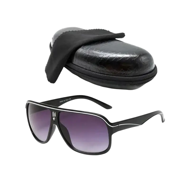 Black aviator uv400 outdoor sports sunglasses with sleek glossy frame and gradient purple lenses for men and women