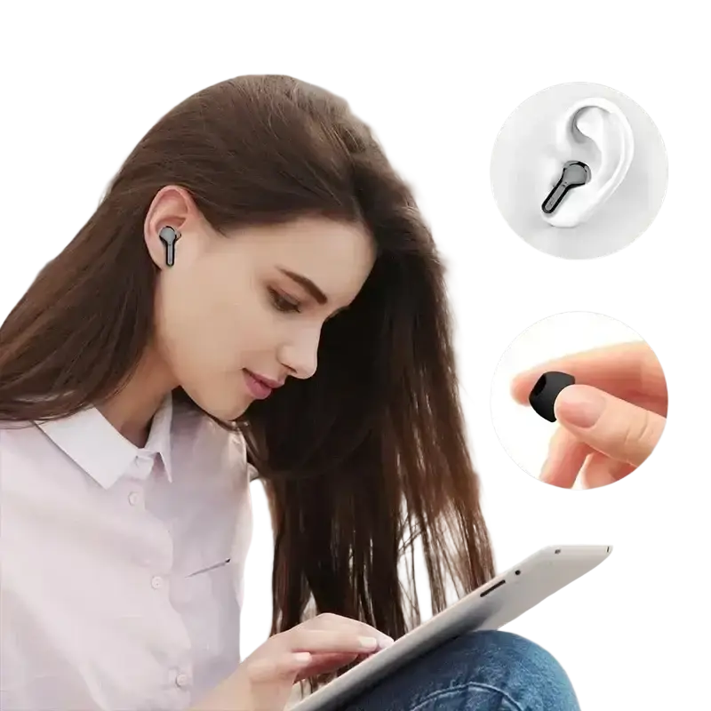 Black uyuxio wireless earbuds with bluetooth 5.3, sleek minimalist design, and soft silicone tip for comfort