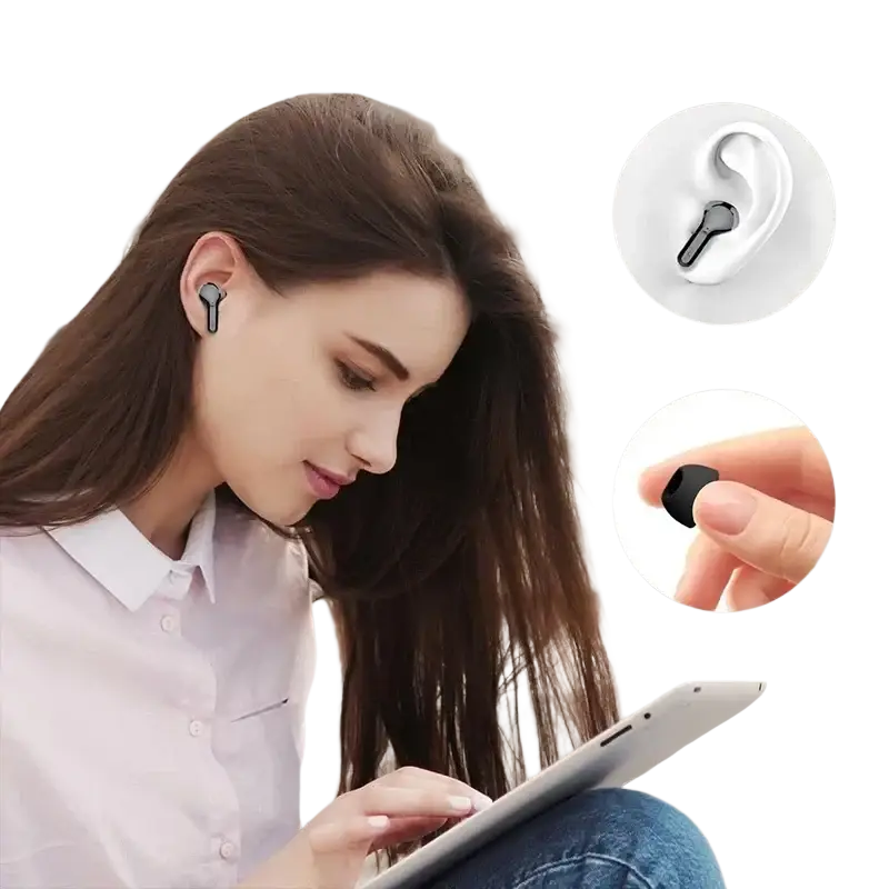 Uyuxio wireless earbuds Bluetooth 5.3 black with ergonomic design and soft silicone ear tips for comfortable fit