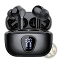 Black uyuxio wireless earbuds bt5.3 with noise cancelling in a sleek glossy charging case with digital display