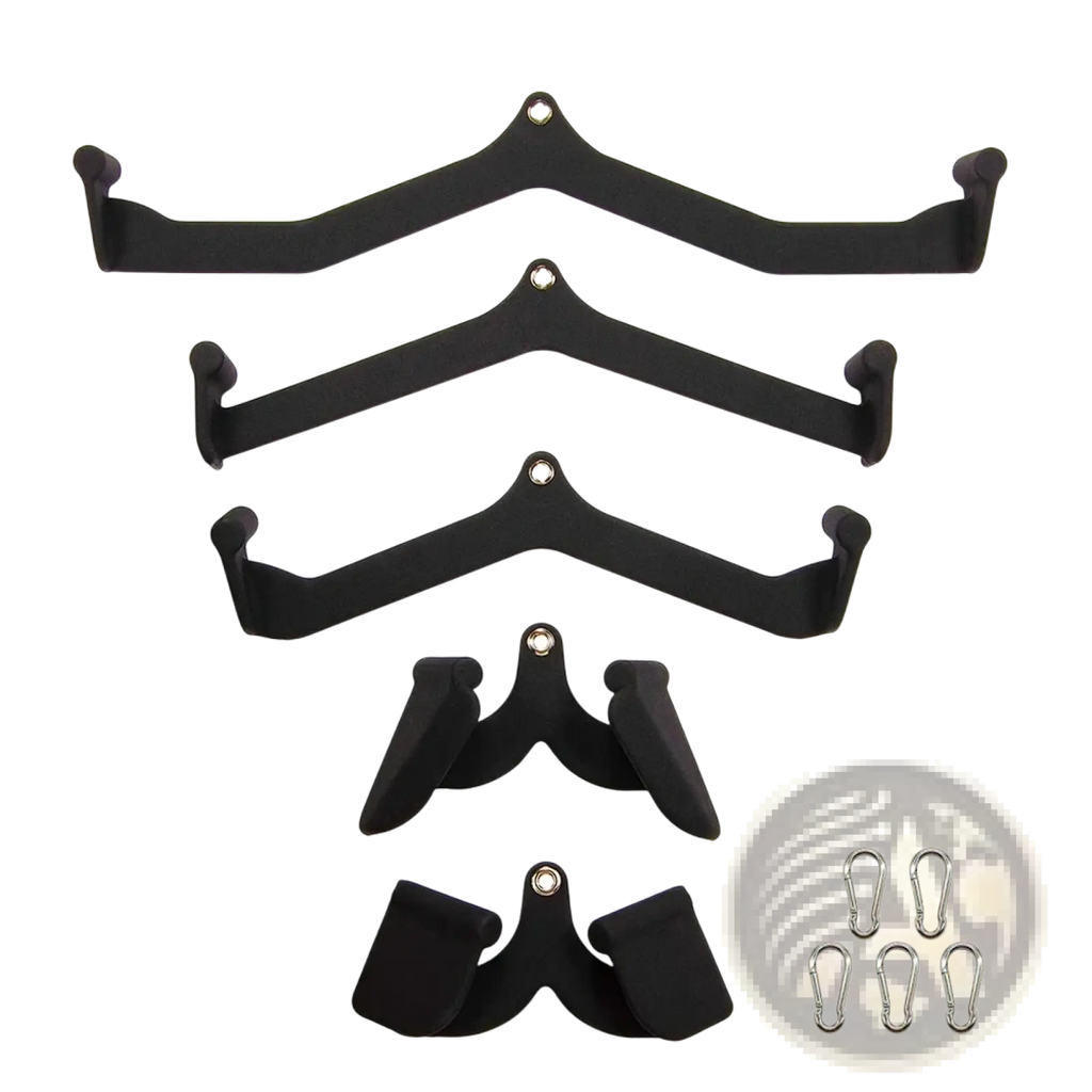 Black plastic and metal adjustable v-bar lat pulldown handle attachment by jojonice for cable machines