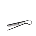 Black and silver v comb hair straightening styling tool with comb attachment made of black plastic