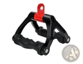 Black and red adjustable v-shaped rowing bar rotating cable machine handle with textured grips for pull exercises