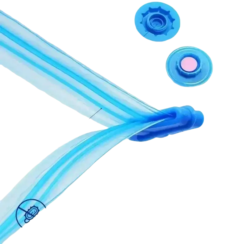 Blue plastic vacuum bags for clothes with triple-seal turbo valve double-zip seal and stay-on clip for clothes vacuum