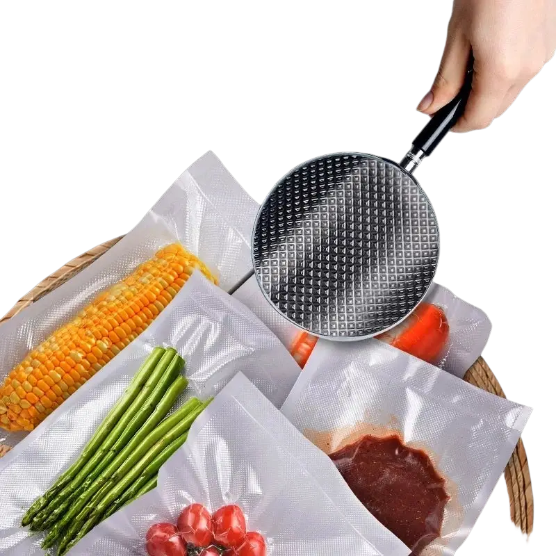 Silver circular vacuum sealer with embossed dotted pattern designed for food vacuum bags 20x1500cm roll storage
