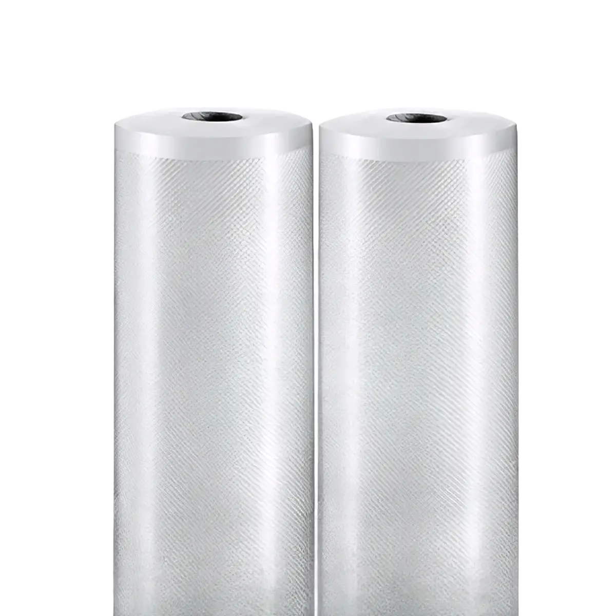 Two transparent textured vacuum sealer rolls 20x1500cm ideal for food vacuum storage with durable vacuum bags material