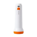 White and orange rechargeable air pump flashlight with usb port and battery indicator for vacuum storage bags 17l