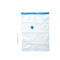 Clear plastic vacuum storage bags with blue zipper and valve for clothes and blankets vacuum storage