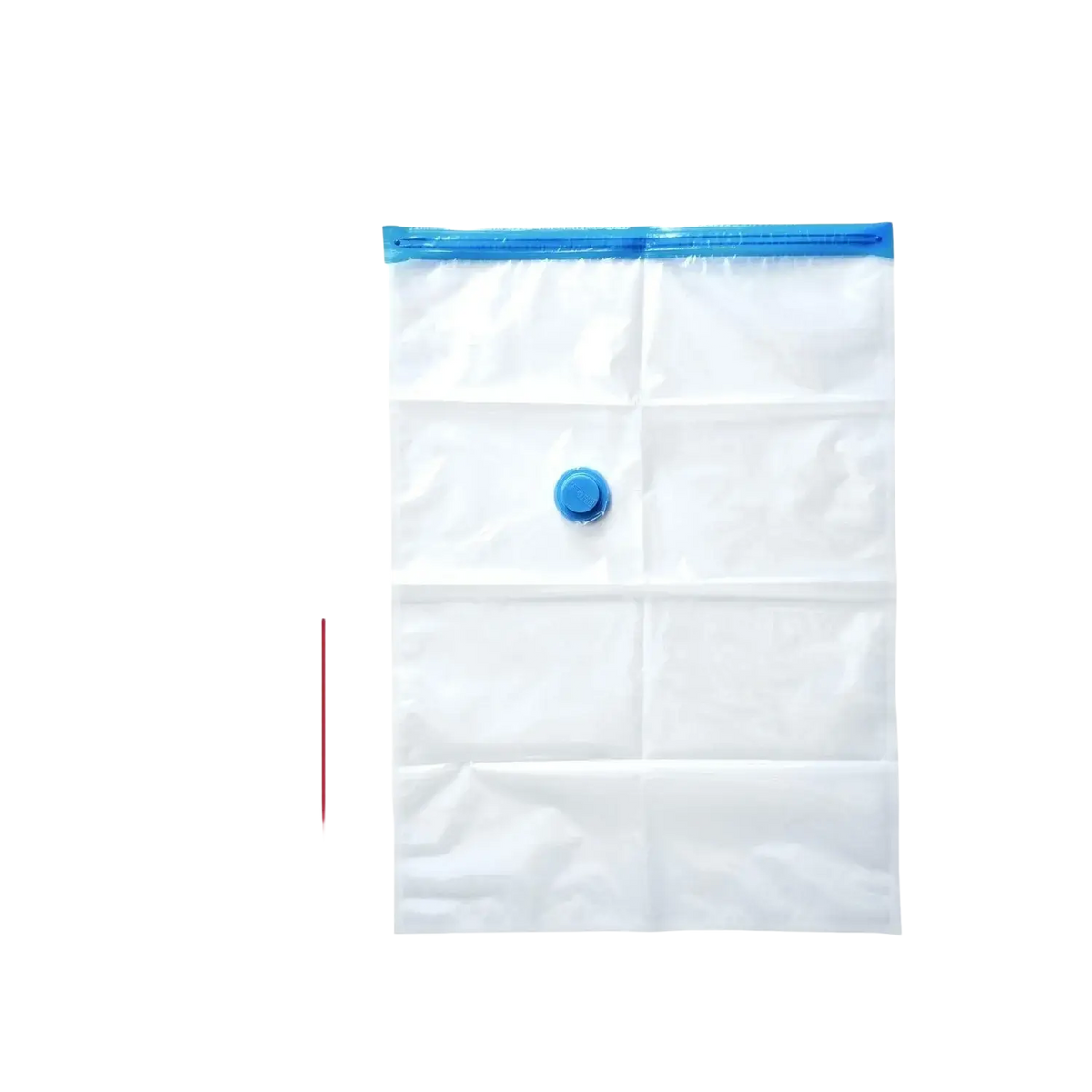Clear plastic vacuum storage bags with blue zipper and button seal for clothes and blankets storage bags