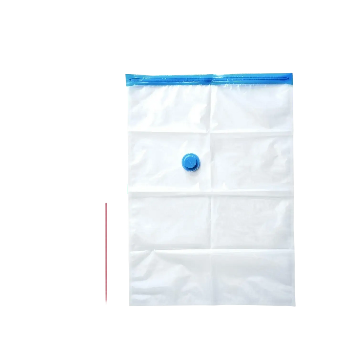 Transparent plastic vacuum storage bags with blue zipper and valve for clothes and blankets storage use