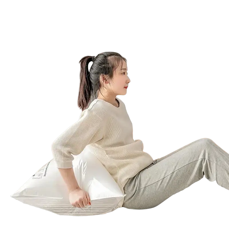White cushion with a subtle textured pattern made of soft plush pa+pe material ideal for vacuum storage bags use