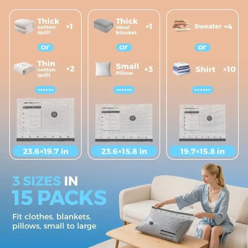 Gray vacuum storage bags with rechargeable pump feature black seals reusable waterproof bags for compressing clothes and pillows