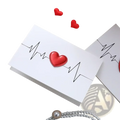 White Valentine heart greeting card featuring a red textured heart on an electrocardiogram line design for weddings