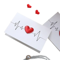 White Valentine heart greeting card featuring a red textured heart on an electrocardiogram line design for weddings