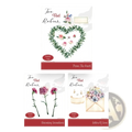 Set of three floral-themed Valentine metal cutting dies with red accents for diy cards on white printable paper