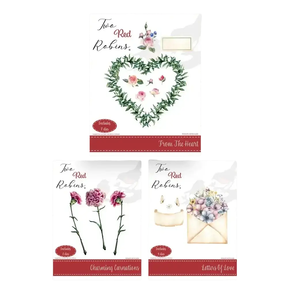 Valentine metal cutting die featuring a heart-shaped floral design notebook with watercolor roses and red banner