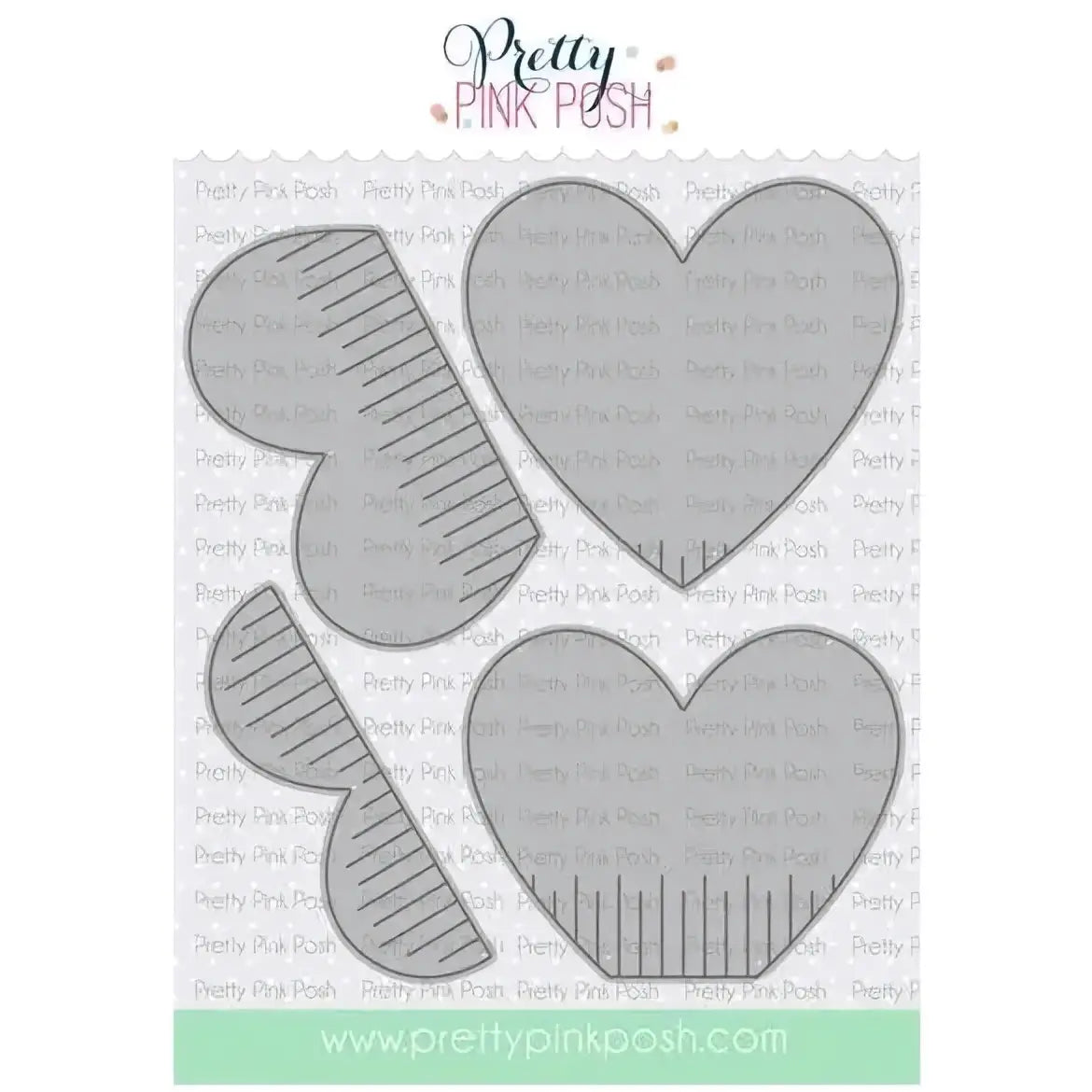 Clear plastic cutting die set featuring baby bottle and heart shapes by pretty pink posh for valentine crafting
