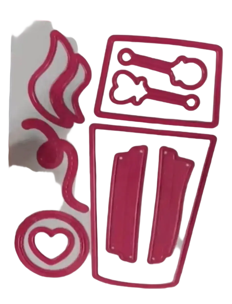 Valentine mouse metal cutting dies pink metal die-cutting set with wing heart bone and rectangular shapes