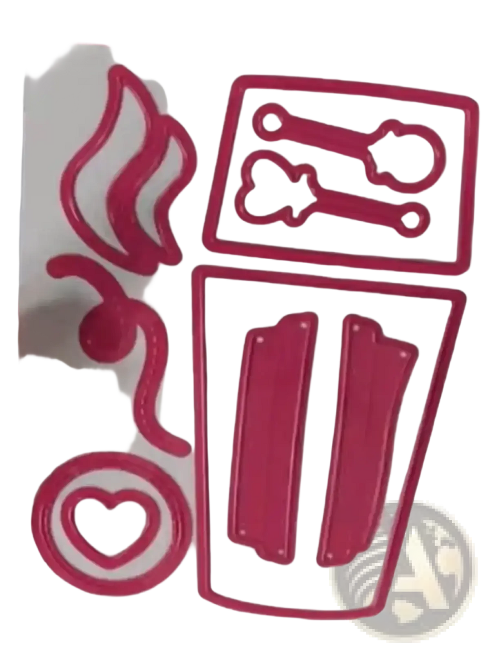 Valentine mouse metal cutting dies pink metal die-cutting set with wing heart bone and rectangular shapes