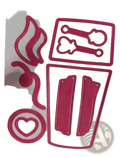 Valentine mouse metal cutting dies pink metal die-cutting set with wing heart bone and rectangular shapes