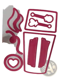 Valentine mouse metal cutting dies pink metal die-cutting set with wing heart bone and rectangular shapes