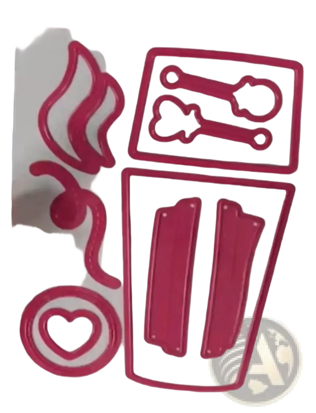 Valentine mouse metal cutting dies pink metal die-cutting set with wing heart bone and rectangular shapes
