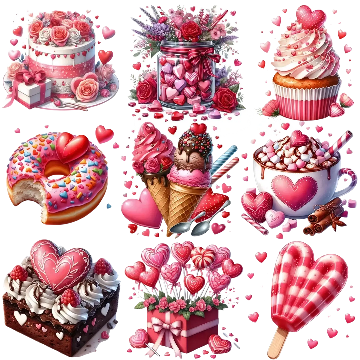 A pink and white heart-shaped popsicle with a red and white checkered pattern for valentine stickers craft supplies