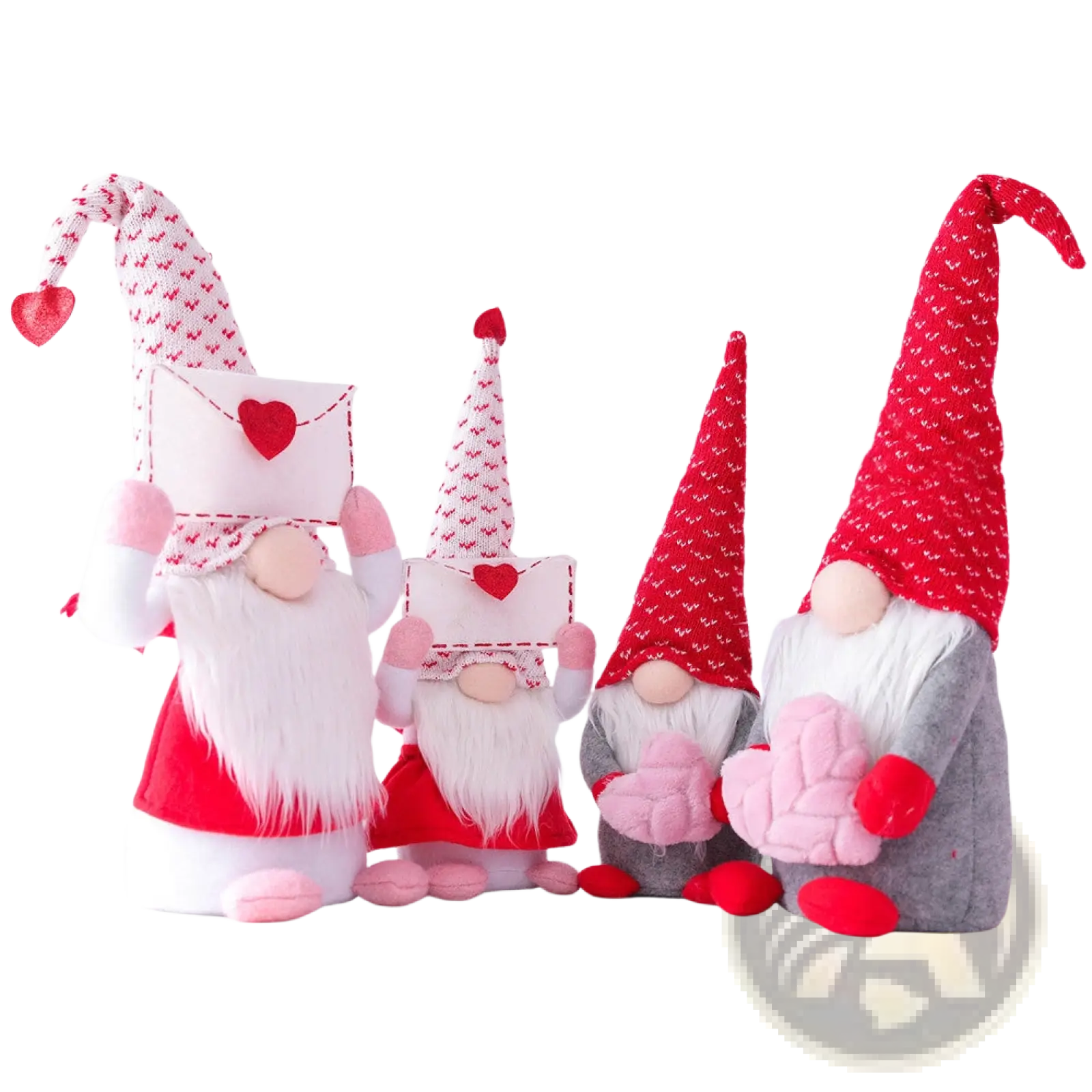 Valentine’s Day gnome plush Rudolph doll ornament with red and white heart-patterned hat and fluffy beard