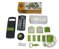 Green and black vegetable chopper 13 in 1 mandoline slicer with multiple interchangeable blades for versatile slicing