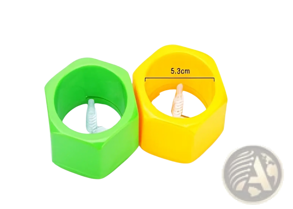 Green and yellow hexagonal plastic screwdriver bit holders with metal inserts for vegetable spiralizer manual cucumber slicer cutter