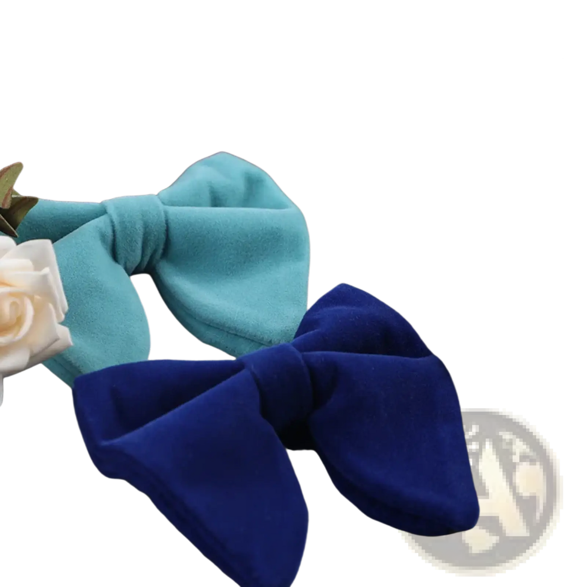 A collection of vibrant velvet bow ties in maroon red teal brown royal blue and black for formal neckwear gifts