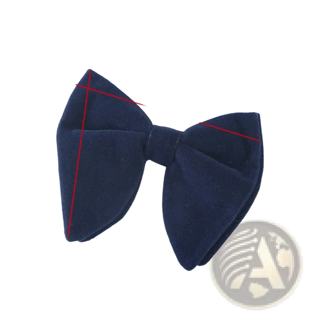 A navy blue velvet bow tie 12cm wide and 11cm tall for formal neckwear gift use
