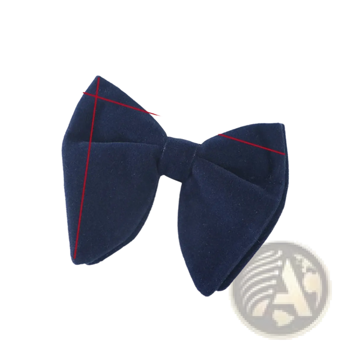 A navy blue velvet bow tie 12cm wide and 11cm tall for formal neckwear gift use