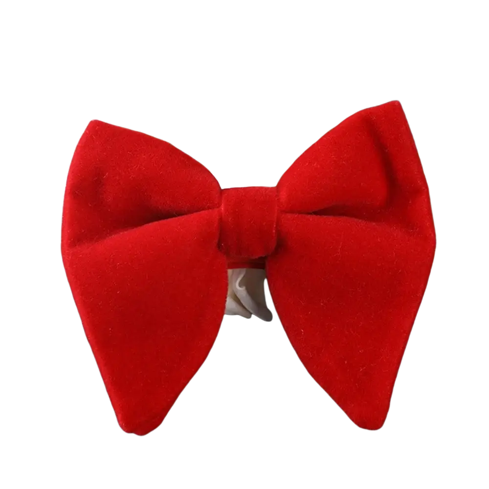 A plush red velvet bow tie with a classic symmetrical design for formal neckwear and gift use