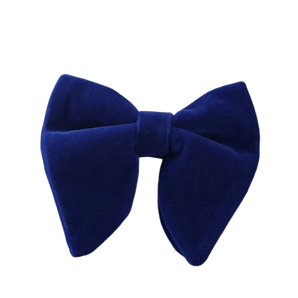 A rich royal blue velvet bow tie with a classic symmetrical design for formal neckwear gift
