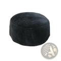 Black velvet kufi cap with smooth rounded crown and stitched seams winter warm islamic prayer hat
