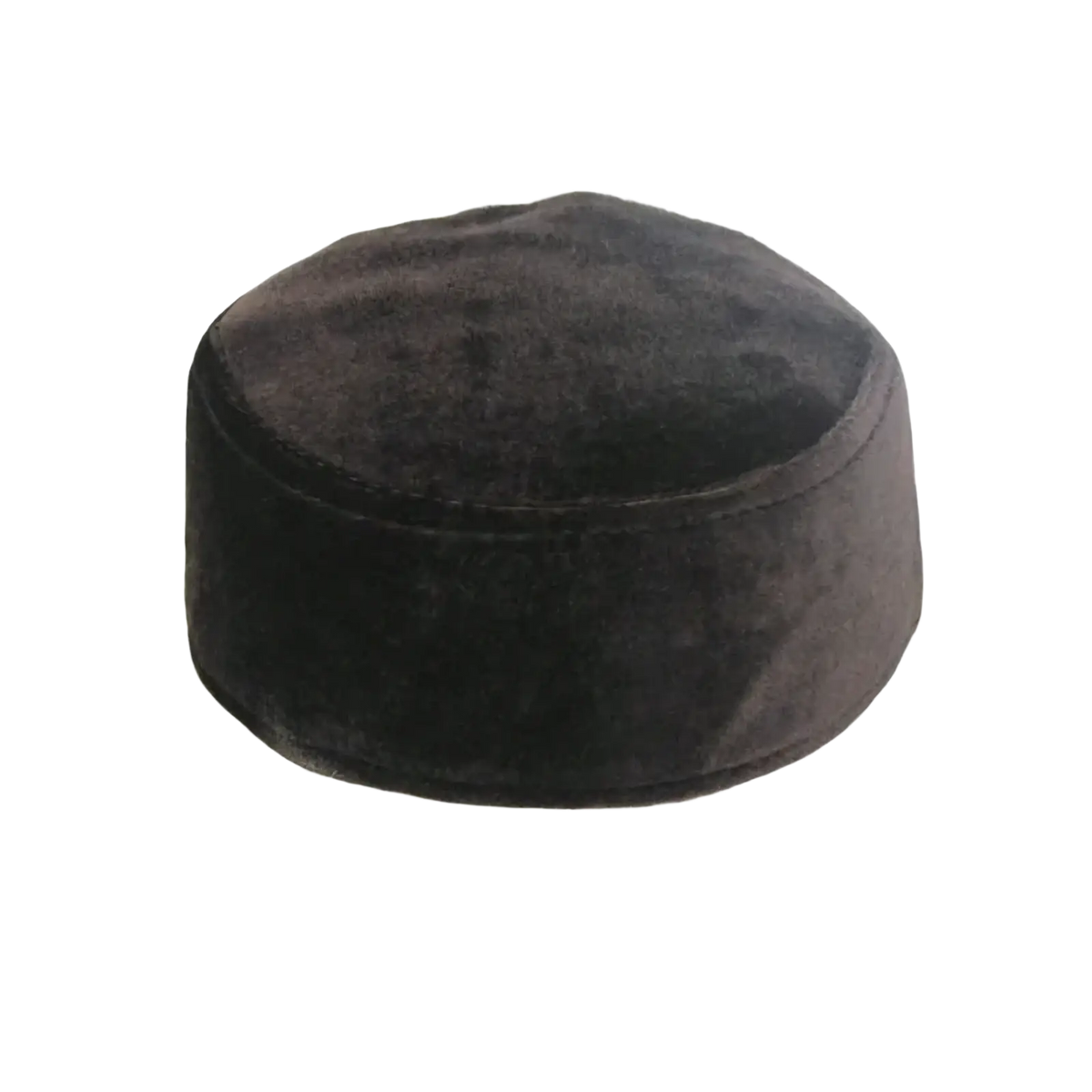 Black velvet kufi cap with smooth rounded crown and stitched seam velvet muslim prayer hat winter warm islamic cap