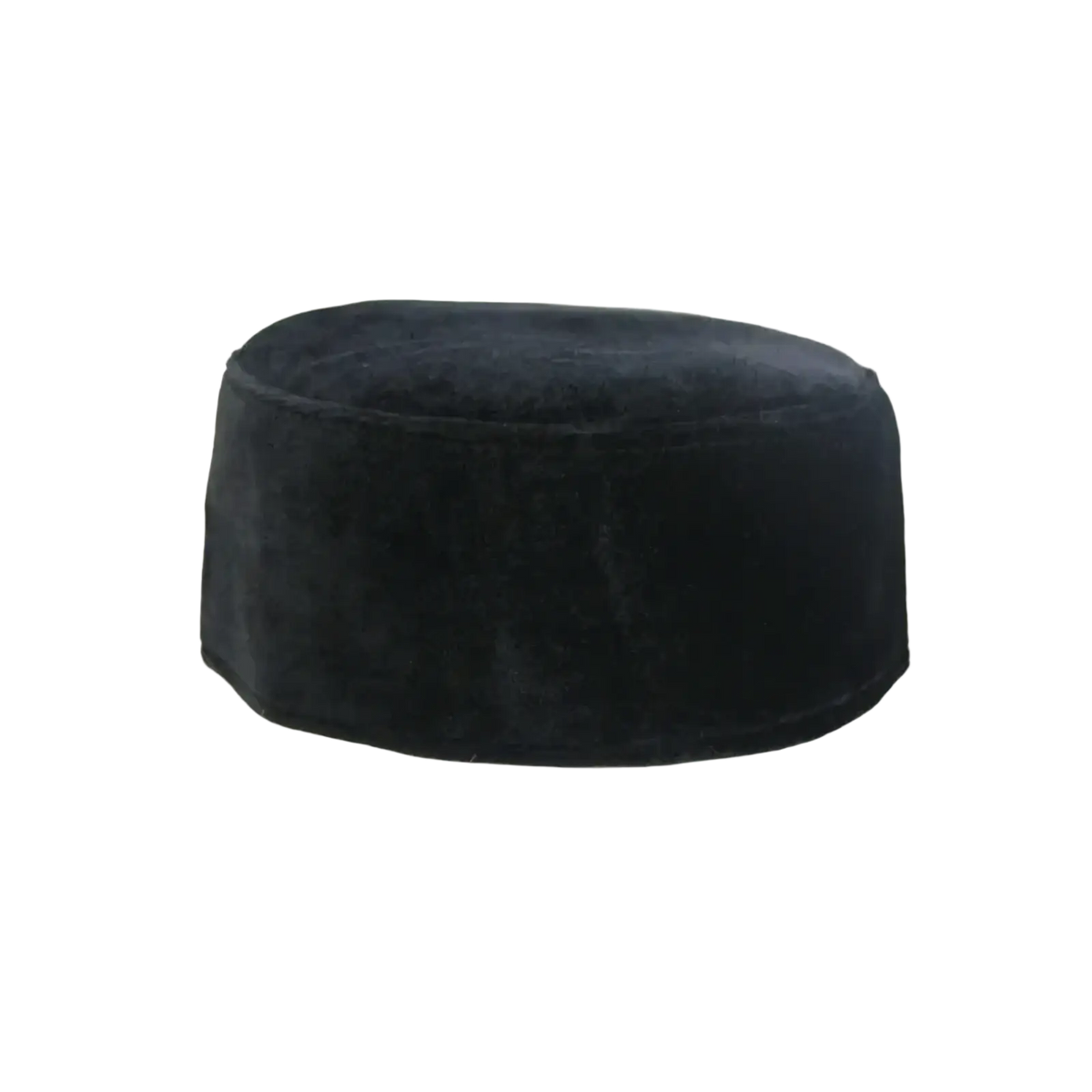 Black velvet kufi cap with a smooth rounded crown and tapered brim winter warm islamic prayer hat
