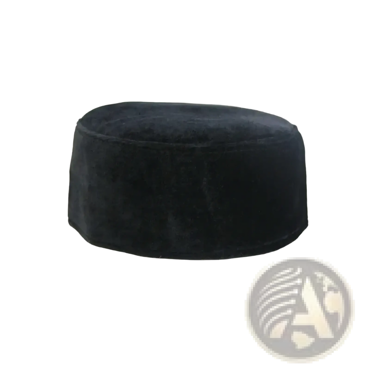 Black velvet kufi cap with a smooth rounded crown and tapered brim winter warm islamic prayer hat