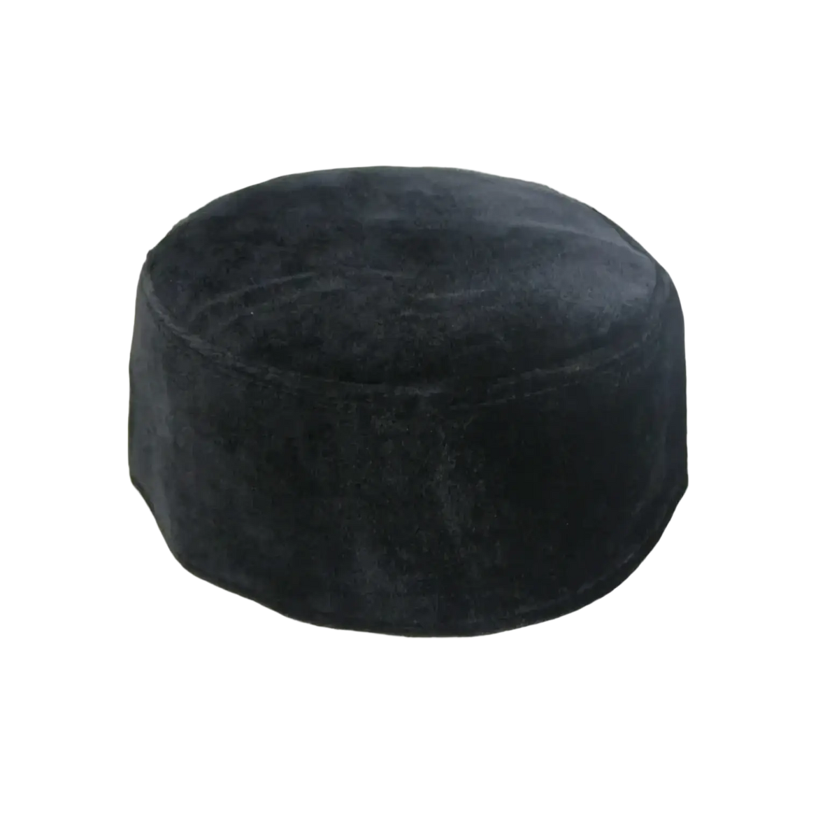 Black velvet skull cap made of warm velvet material designed as a muslim prayer hat for winter use