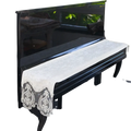 Velvet piano keyboard dust cover for 88 keys with white lace, intricate floral embroidery, and scalloped edges