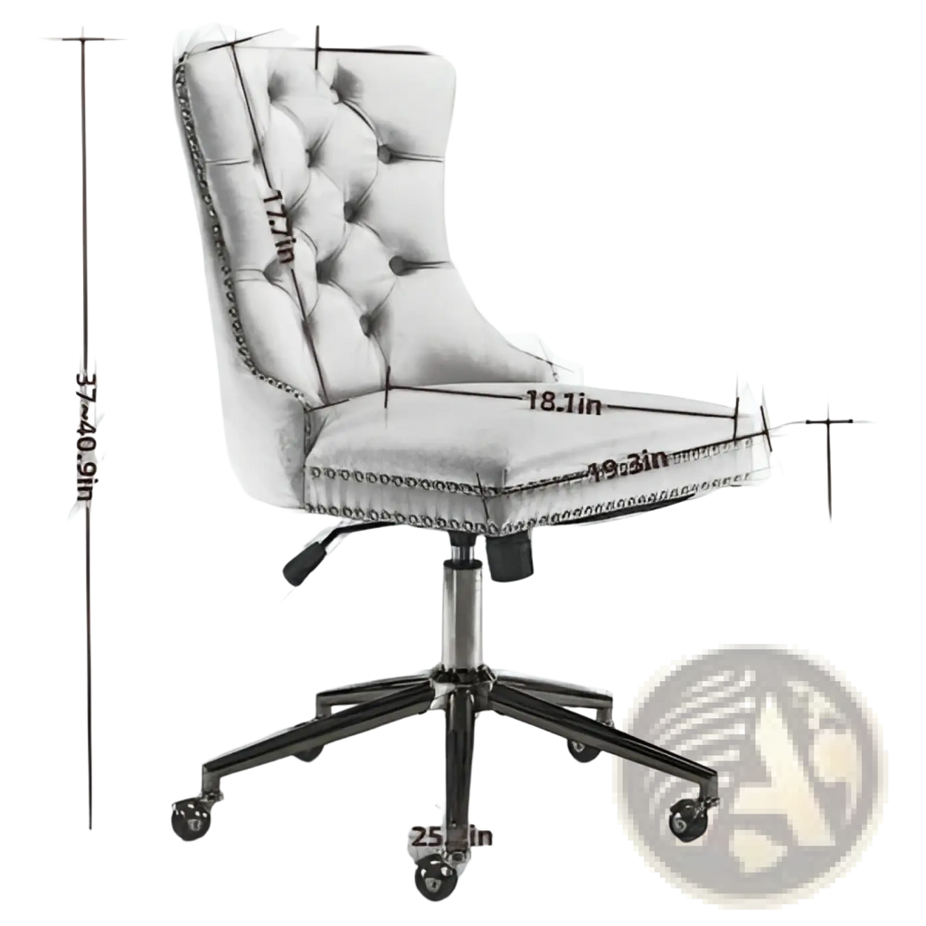 Velvet tufted beige leather office chair with gold metal base and casters for professional workspace use