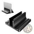 Black plastic vertical laptop stand with single opening adjustable design for abs desktop organization
