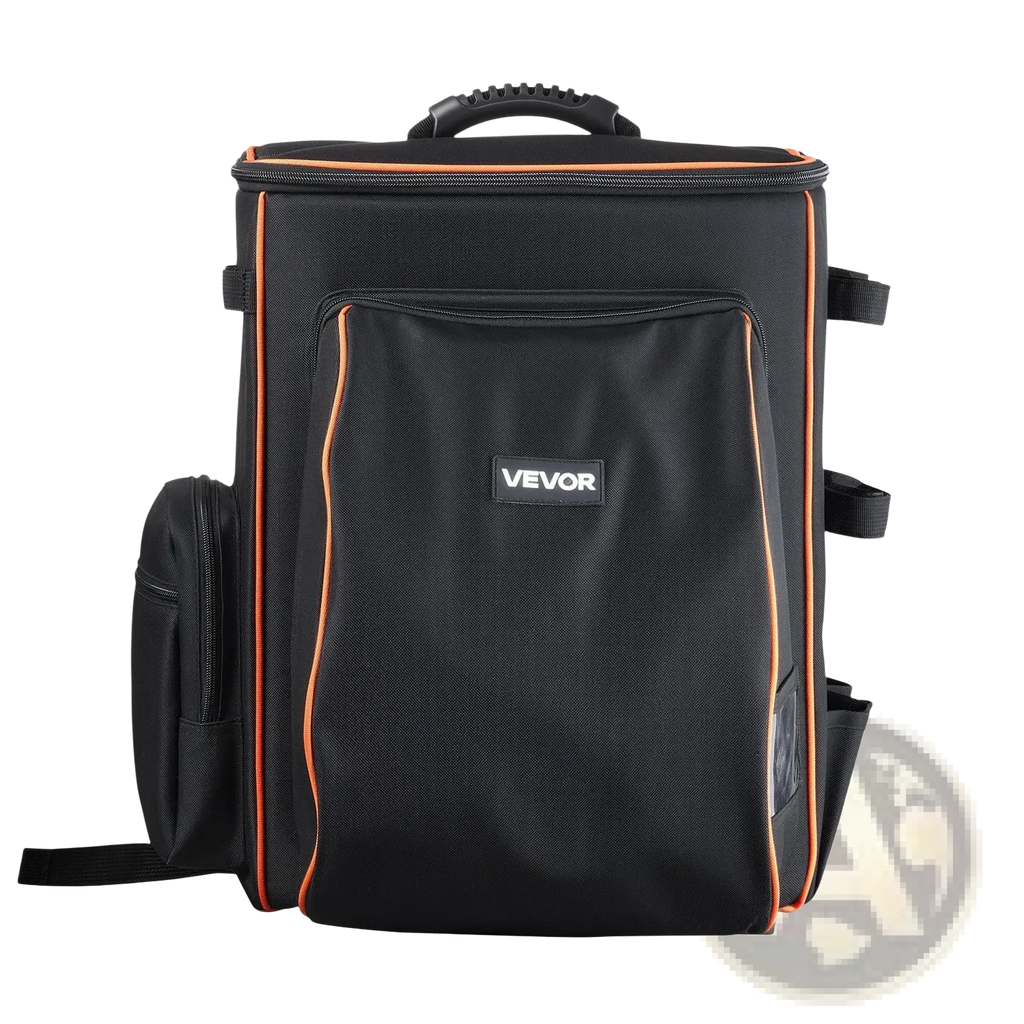 Black vevor 35.6l heavy duty welding backpack with helmet catch bag black with orange trim multiple compartments